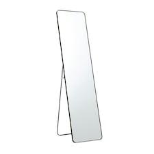 Living and Home Modern Rectangular Metal Floor Mirror - Black -155cm