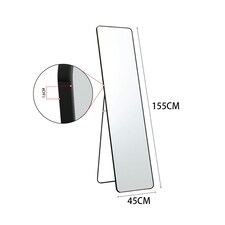 Living and Home Modern Rectangular Metal Floor Mirror - Black -155cm thumbnail 5