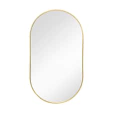 Living and Home Modern Oval Metal Wall Mirror - 40cmx70cm - Gold | Gold