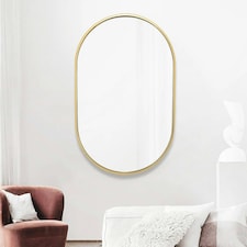 Living and Home Modern Oval Metal Wall Mirror - 40cmx70cm - Gold | Gold thumbnail 2