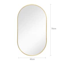Living and Home Modern Oval Metal Wall Mirror - 40cmx70cm - Gold | Gold thumbnail 5