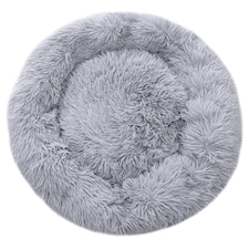 Living and Home Round Donut Plush Dog Bed - Light Grey（50cm x 20cm） | Grey | One Size thumbnail 2