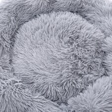 Living and Home Round Donut Plush Dog Bed - Light Grey（50cm x 20cm） | Grey | One Size thumbnail 3