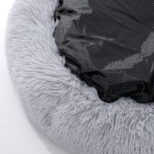 Living and Home Round Donut Plush Dog Bed - Light Grey（50cm x 20cm） | Grey | One Size thumbnail 4
