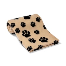 Brand Lab Paw Print Polar Fleece Dog Blanket - Light Brown - 150cm x 100cm