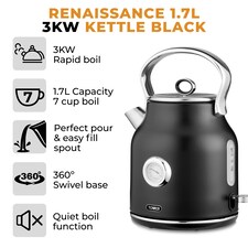 Tower T10063BLK Renaissance 1.7L 3Kw Kettle Black thumbnail 2