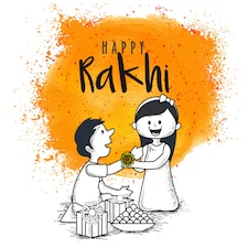 Brother Sister Orange Rakhi Card