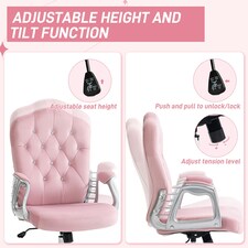 Vinsetto Home Office Chair with Adjustable Height Tilt Function Pink thumbnail 4