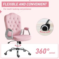 Vinsetto Home Office Chair with Adjustable Height Tilt Function Pink thumbnail 5