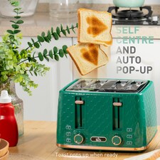 HOMCOM 1.7L Kettle and Toaster Set with Defrost Reheat and Crumb Tray Green thumbnail 5