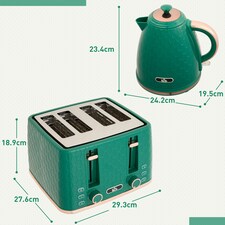 HOMCOM 1.7L Kettle and Toaster Set with Defrost Reheat and Crumb Tray Green thumbnail 7