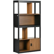 HOMCOM 4-Tier Bookshelf Freestanding Bookcase W/ Storage for Study Walnut Brown thumbnail 2