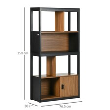 HOMCOM 4-Tier Bookshelf Freestanding Bookcase W/ Storage for Study Walnut Brown thumbnail 7