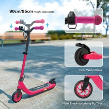 HOMCOM 120W Electric Scooter w/ Rear Break - Pink thumbnail 4