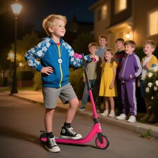 HOMCOM 120W Electric Scooter w/ Rear Break - Pink thumbnail 6
