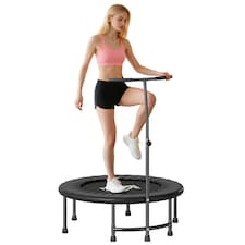 HOMCOM 40" Mini Trampoline, Rebounder Jumper w/ Adjustable Handle, Black