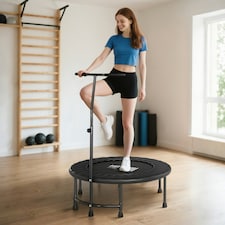 HOMCOM 40" Mini Trampoline, Rebounder Jumper w/ Adjustable Handle, Black thumbnail 2