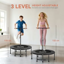 HOMCOM 40" Mini Trampoline, Rebounder Jumper w/ Adjustable Handle, Black thumbnail 3