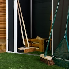 Charles Bentley Plastic Storage Shed 4.4ft x 3.4ft Grey Small Roof Outdoor Tall thumbnail 2