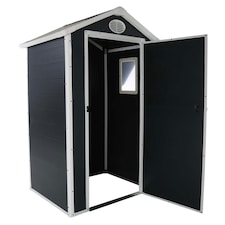 Charles Bentley Plastic Storage Shed 4.4ft x 3.4ft Grey Small Roof Outdoor Tall thumbnail 4