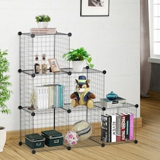 HOMCOM DIY 6 Cube Metal Wire Rack Interlocking Storage Cabinet Organiser Display thumbnail 2