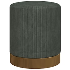 HOMCOM Modern Round Footstool, Fabric Upholstered Foot Rest, Dark Green