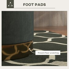 HOMCOM Modern Round Footstool, Fabric Upholstered Foot Rest, Dark Green thumbnail 4