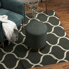 HOMCOM Modern Round Footstool, Fabric Upholstered Foot Rest, Dark Green thumbnail 5