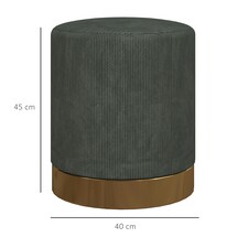 HOMCOM Modern Round Footstool, Fabric Upholstered Foot Rest, Dark Green thumbnail 7