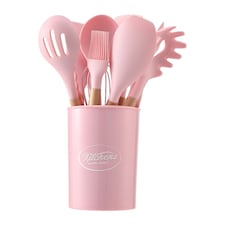 Living and Home Silicone Kitchen Utensil Set 11 Pieces - Pink thumbnail 2
