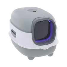 Living and Home Hooded Cat Toilet Litter Box with UV Sterilization - Grey