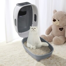 Living and Home Hooded Cat Toilet Litter Box with UV Sterilization - Grey thumbnail 3
