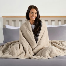 OHS Teddy Fleece Weighted Blanket 8kg, 150x200cm - Natural thumbnail 4