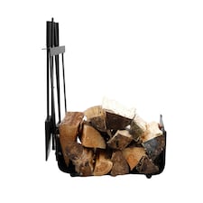 Hazel Log Holder and Fireset Tool Stand Poker Tongs Brush Coal Shovel Tool Stand thumbnail 2