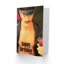 Gay Action Man Doll Cocktail Drink Fun LGBT Birthday Greeting Card thumbnail 2