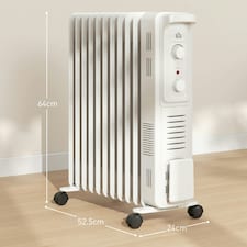 HOMCOM 11 Fin Portable Oil Filled Heater Radiator, Energy Efficient, White thumbnail 7