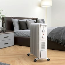 HOMCOM 11 Fin Portable Oil Filled Heater Radiator, Energy Efficient, White thumbnail 8