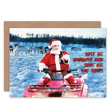 Xmas Merry Be Naughty Santa Present Christmas Card