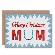Xmas Merry Holly Wreath Present Christmas Mum Mother Card