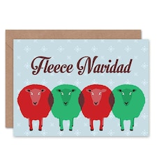 Xmas Merry Spanish Pun Present Sheep Christmas Card