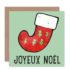 Joyeux Noel Holiday Stocking Christmas Card