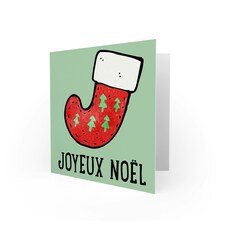 Joyeux Noel Holiday Stocking Christmas Card thumbnail 2