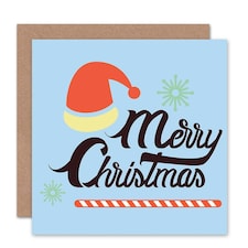 Merry Santa Hat Retro Christmas Card
