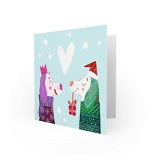 Puppy Love Heart Snow Animal Christmas Card thumbnail 2