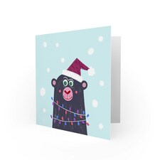 Lights Cute Animal Bear Christmas Card thumbnail 2