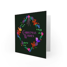 Wishes Colourful Wreath Birds Butterflies Christmas Card thumbnail 2