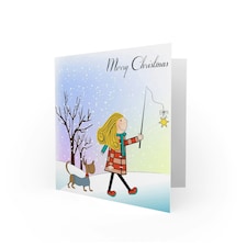 Merry Girl Winter Dog Christmas Card thumbnail 2