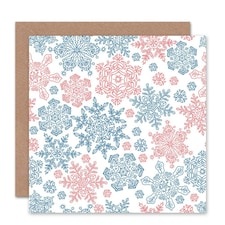 Snowflakes Red Pattern Christmas Card