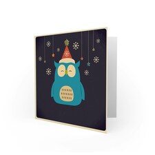 Cartoon Snowflakes Owl Christmas Card thumbnail 2
