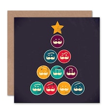 Tree Moustache Faces Christmas Card